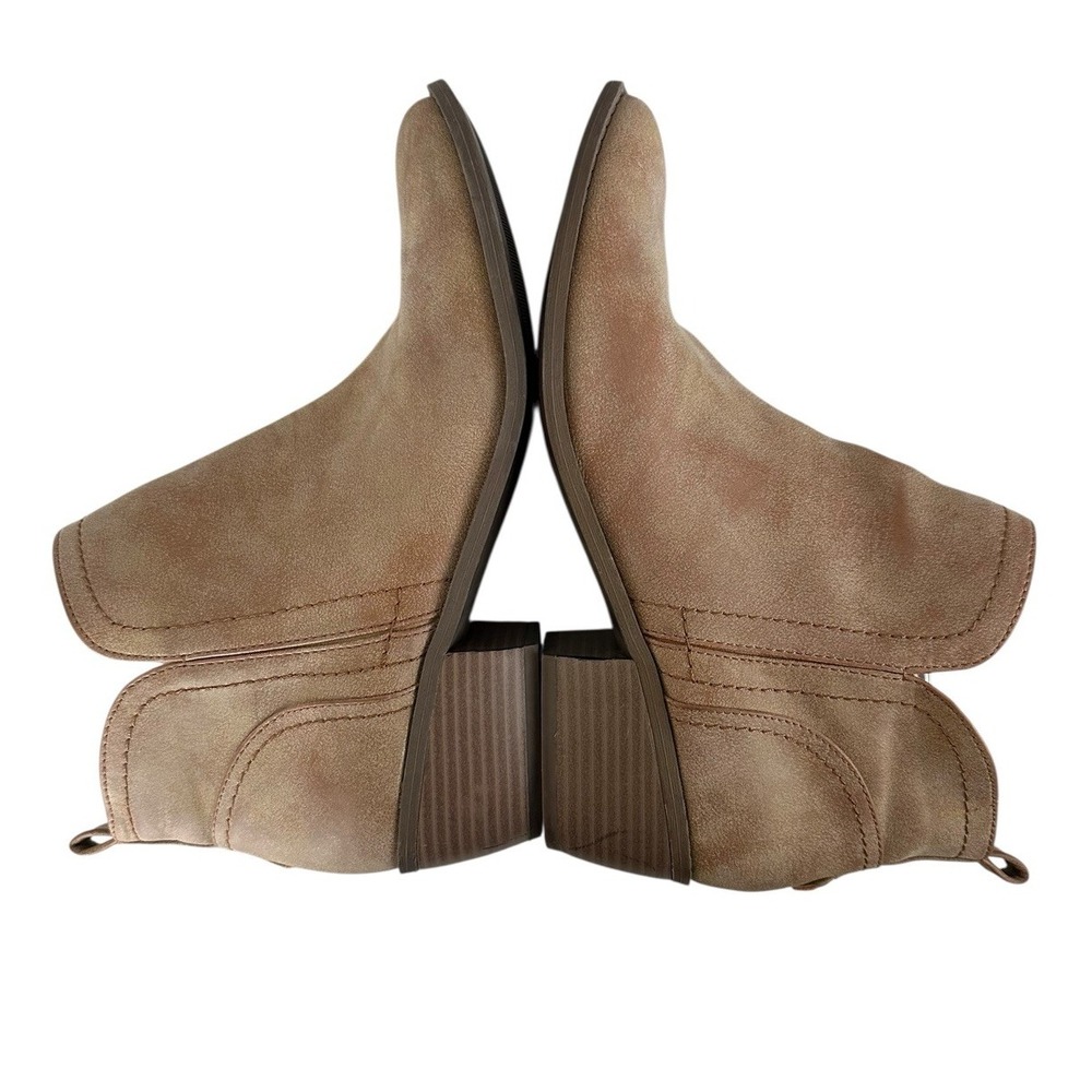 G By Guess Tammie Ankle Boot Tan US SZ 10M Booties Zipper Stitching Cowgirl